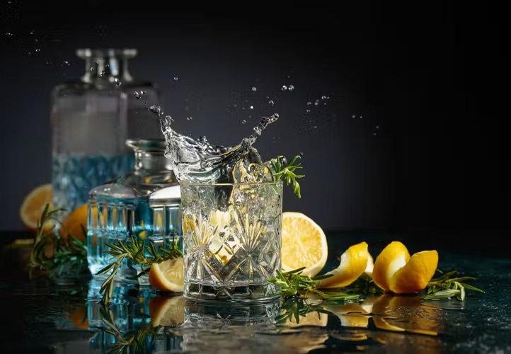 Gin servi au romarin et au citron